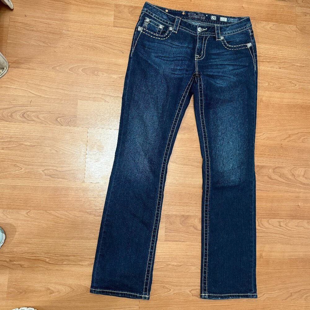 Miss Me Fleur De Lis Blue Wash Bootcut Jeans - Picture 2 of 11